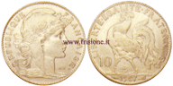 Francia - 10 oro Franchi 1907 - mezzo marengo