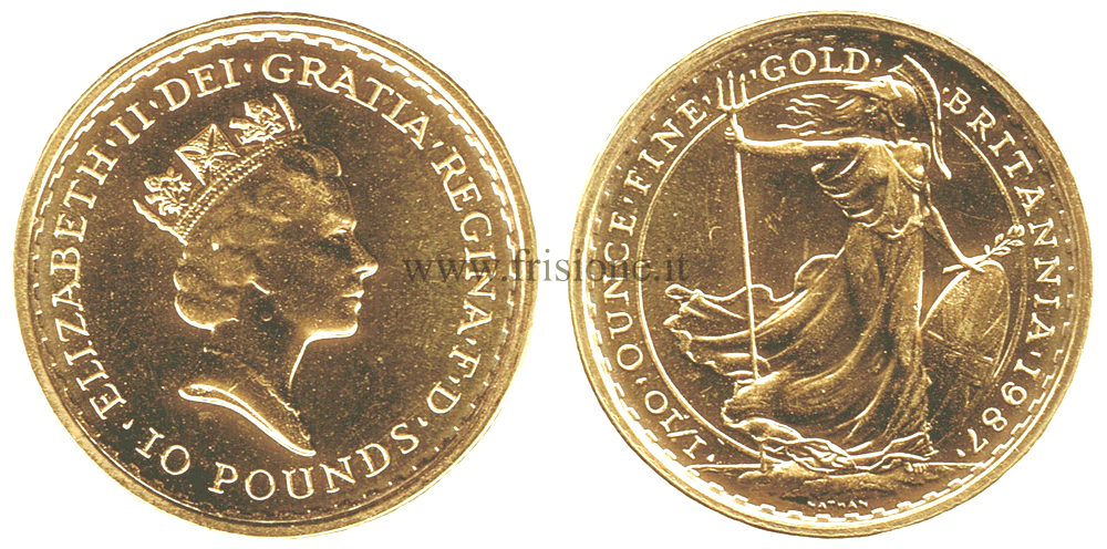 10 sterline oro 1987 Gran Bretagna - decimo di oncia 