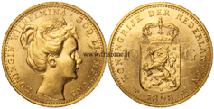 Olanda - Guglielmina - 10 Gulden oro 1898
