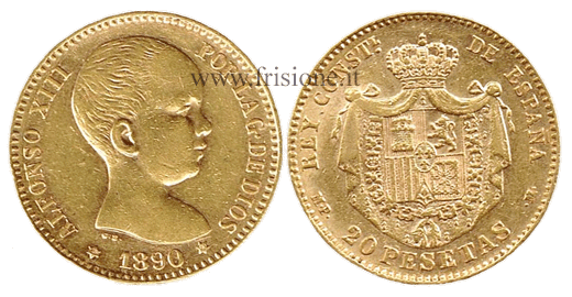 Spagna Alfonso XIII - 20 pesetas 1890
