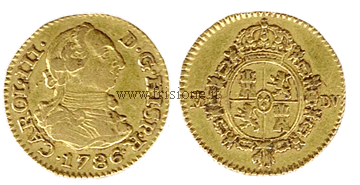 Spagna Carlo III 1/2 scudo oro 1786