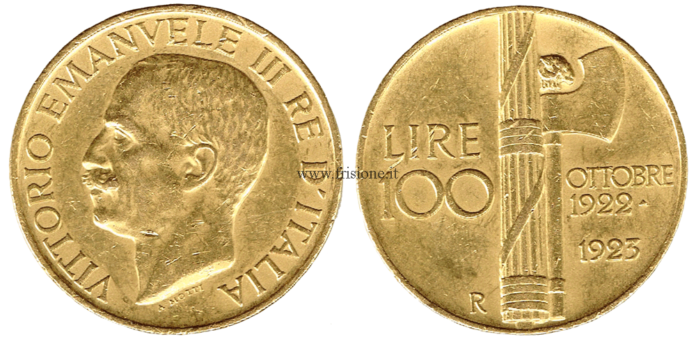 100 lire oro 1923 fascio q.SPL