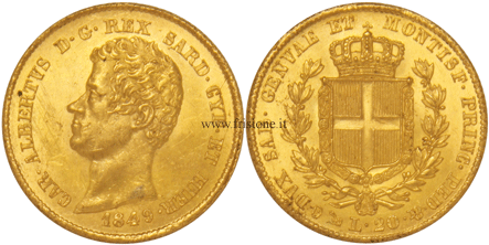 20 Lire 1849 Genova_marengo italiano