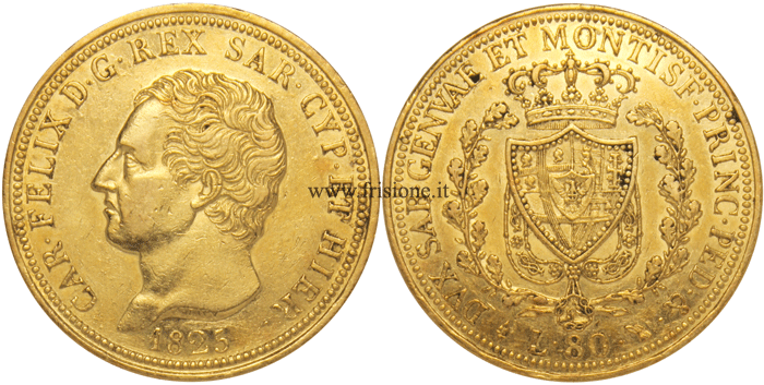 C. Felice - 80 Lire oro 1825 - Torino