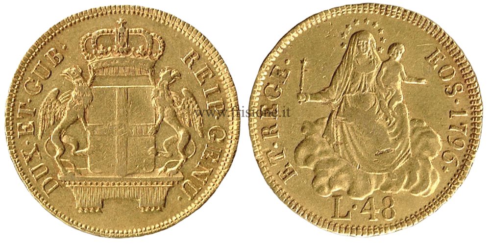 Genova - 48 Lire oro 1796