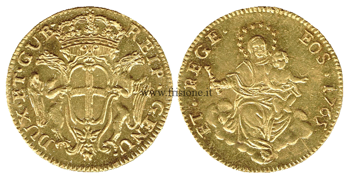 Genova 50 lire oro 1765