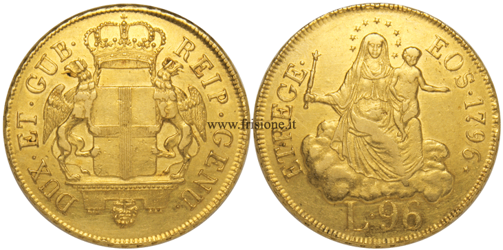 Genova 96 Lire oro 1796