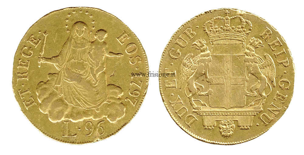 Genova 96 Lire oro 1797 q.BB