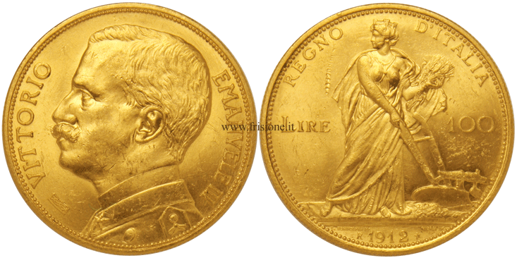 100 lire oro  1912 - aratrice