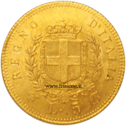 5 lire oro 1865 rovescio