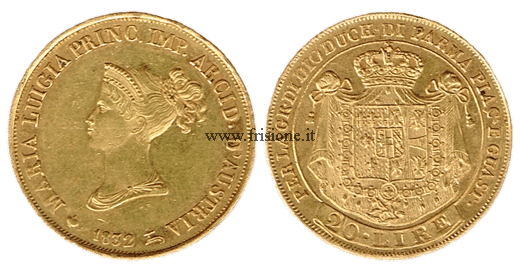 Parma Maria Luigia 20 lire oro 1832 