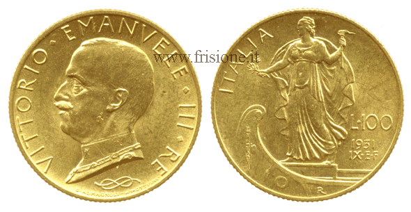 100 lire oro 1931 IX vittorio emanuele 3