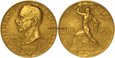 V. Emanuele 3 - 100 Lire oro 1925 Vetta d'Italia