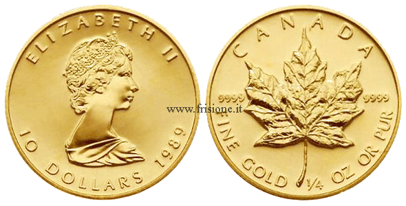 Canada 10 Dollari 1989 quarto di oncia d'oro