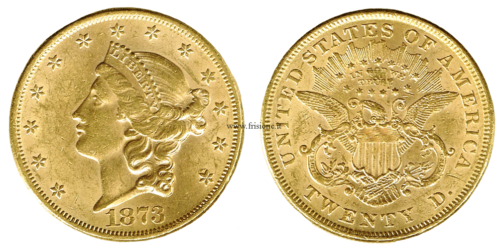stati uniti 20 dollari oro 1873 liberty