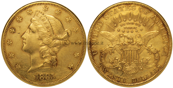 Stati Uniti 20 Dollari oro 1885 tipo Liberty