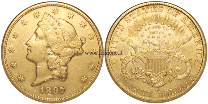 USA - 20 Dollari oro 1897 S - tipo Liberty