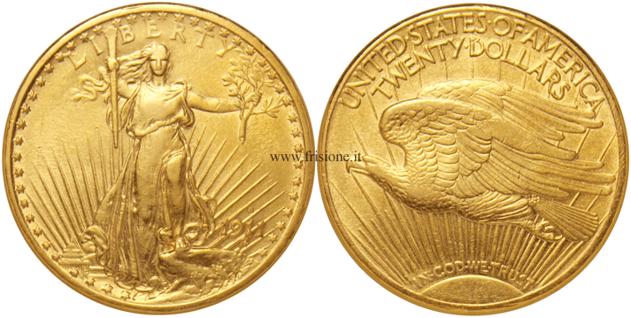 20 Dollari oro 1911 - Statua - doppia aquila