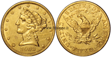 USA - 5 Dollari oro 1903 - Liberty