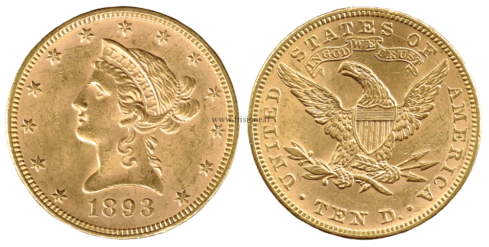 Stati Uniti 10 Dollari oro 1893 tipo Liberty