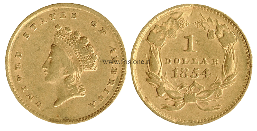 Stati Uniti - 1 dollaro oro 1854 - testa piccola