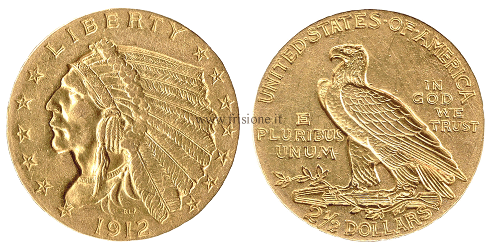 Stati Uniti 2 dollari e mezzo 1912 indiano