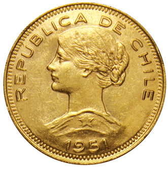 Cile 100 Pesos oro 1951 Cileno Cile 100 Pesos oro 1951 Cileno