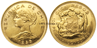 Cile - 100 Pesos oro - 1955 - Cileno