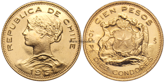 Cile 100 Pesos oro 1961 Cileno 