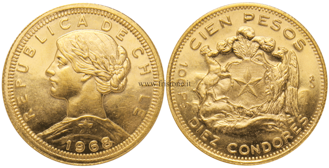 100 Pesos oro 1968 Cile