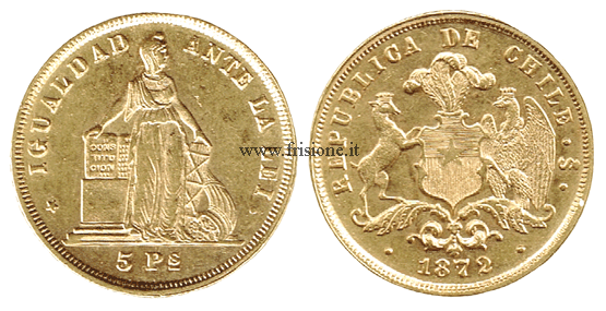 Cile - 5 Pesos 1872
