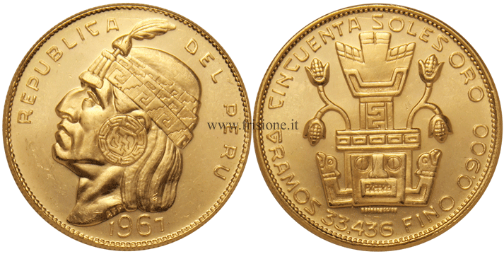 Perù 50 Soles oro 1967 - inca