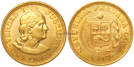 Libra oro 1917 Peru
