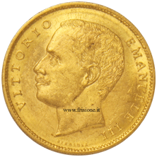 20 lire 1905 ingrandimento del marengo oro al diritto