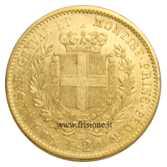 20 lire oro 1857 Genova - rovescio
