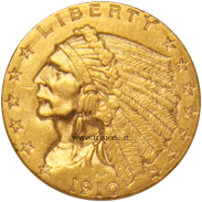 USA 2,5 dollari oro 1910 diritto