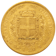 20 lire 1861 marengo oro rovescio