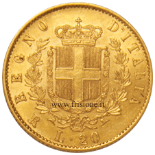 20 lire oro 1875 Roma rovescio