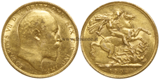 G. Bretagna - Edoardo VII - sterlina oro 1904 vecchio conio