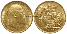 G. Bretagna - Edoardo VII - sterlina oro 1905 vecchio conio