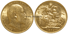 G. Bretagna - Edoardo VII - sterlina oro 1909 vecchio conio