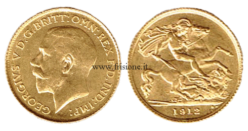 G. Bretagna Giorgio V mezza sterlina oro 1912