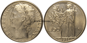 Italia, 100 Lire  tipo Minerva