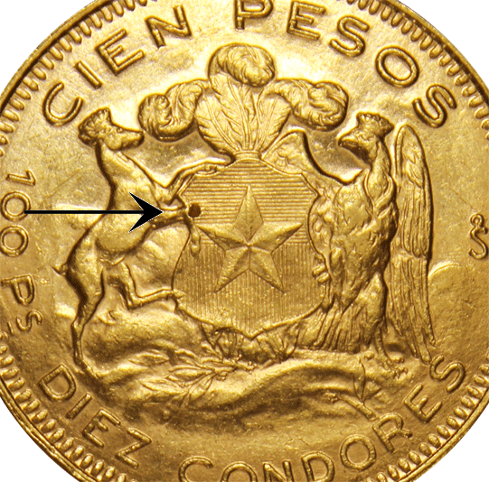 Cile 100 pesos oro buchino di saggio Chile 100 pesos oro buchino di saggio