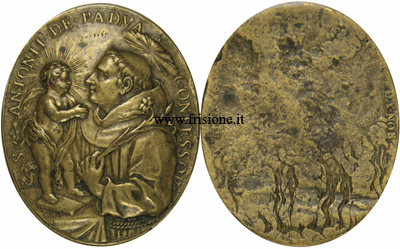 Medaglia placchetta ovale per San Antonio da Padova