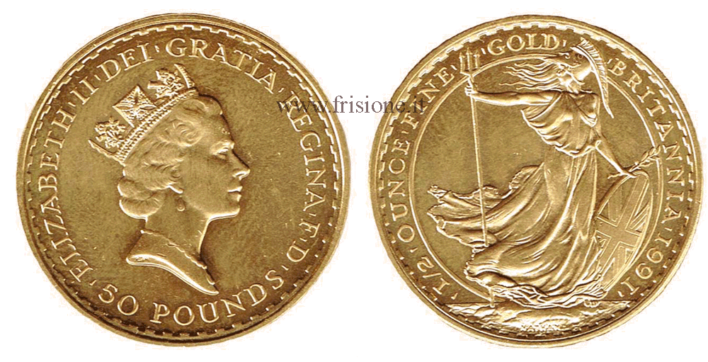 Gran Bretagna 50 Sterline oro 1991 - mezza oncia