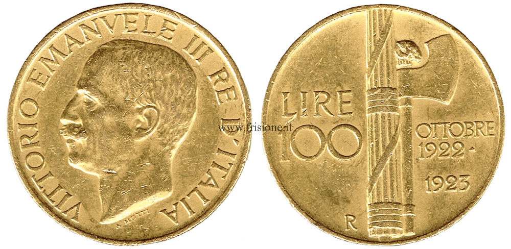 100 Lire 1923 fascio - q.SPL 100 lire oro 1923 fascio q.SPL