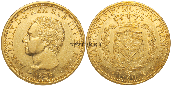 Carlo Felice - 80 Lire oro 1826  - Torino