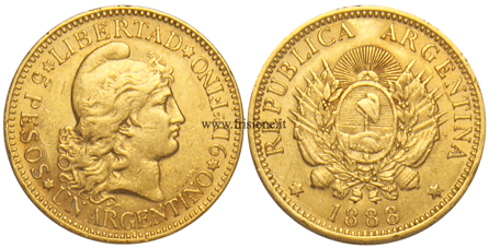 Argentina 5 Pesos oro 1888
