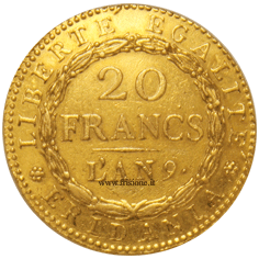 20 franchi anno 9_rovescio 20 franchi anno 9_rovescio